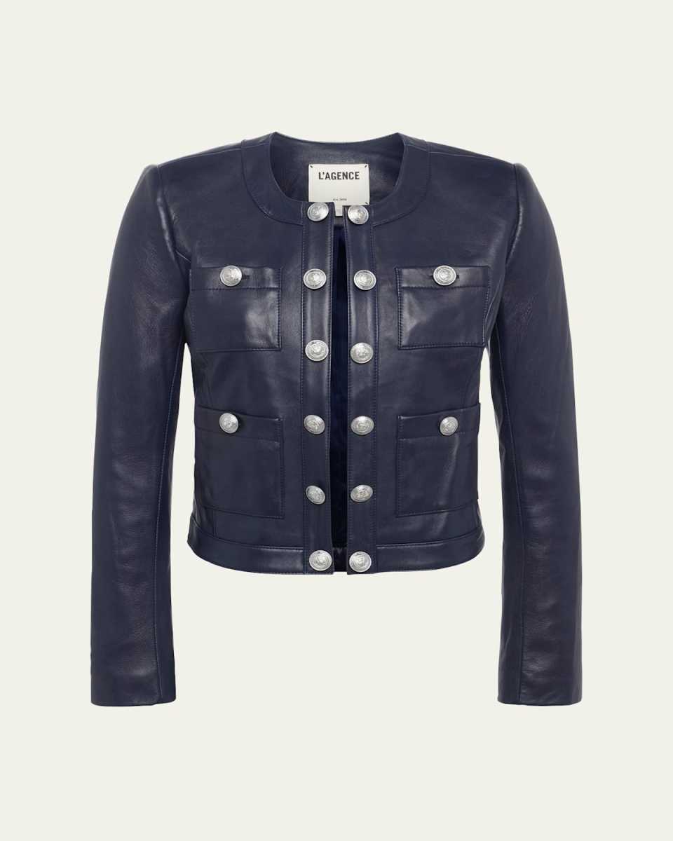 Jayde Collarless Leather Jacket